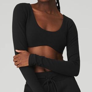 Alo Ribbed Defined Long Sleeve Bra